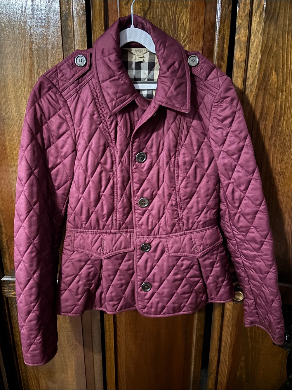 Burberry Black and Cream Check Quilted Lining